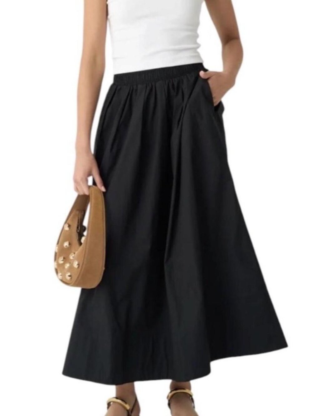 Black 100% Cotton Maxi Skirt